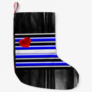 SlipperyJoe's leather pride flag black royal blue Small Christmas Stocking