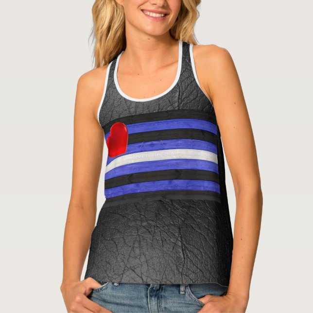 SlipperyJoe's leather pride flag black royal blue  Tank Top (Front)