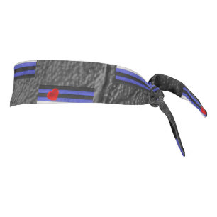 SlipperyJoe's leather pride flag black royal blue  Tie Headband