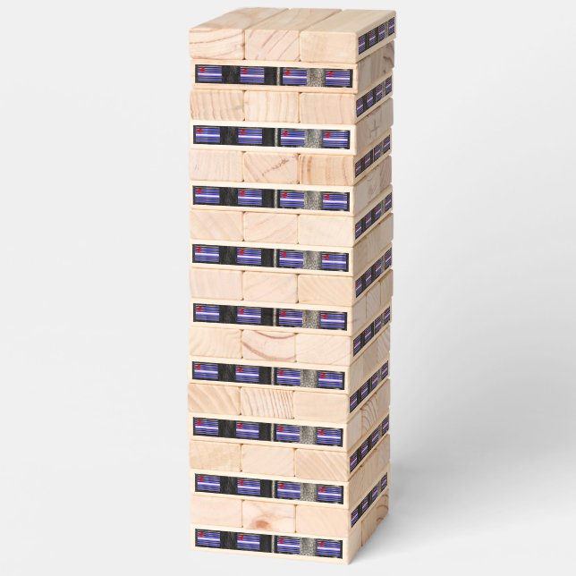 SlipperyJoe's leather pride flag black royal blue  Topple Tower (Assembled)