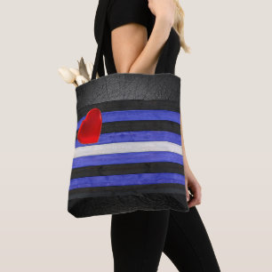 SlipperyJoe's leather pride flag black royal blue Tote Bag