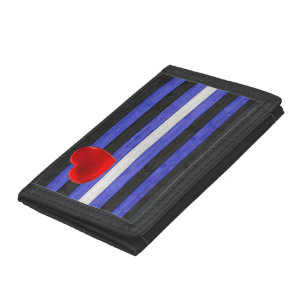 SlipperyJoe's leather pride flag black royal blue Tri-fold Wallet