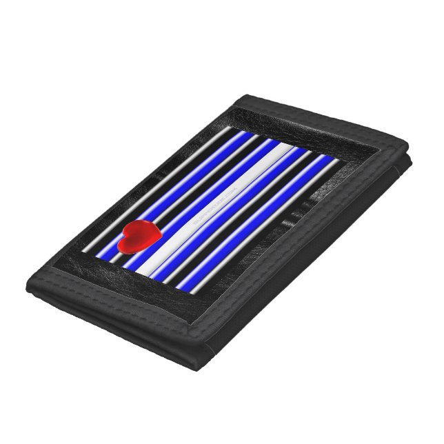 SlipperyJoe's leather pride flag black royal blue  Trifold Wallet (Bottom)