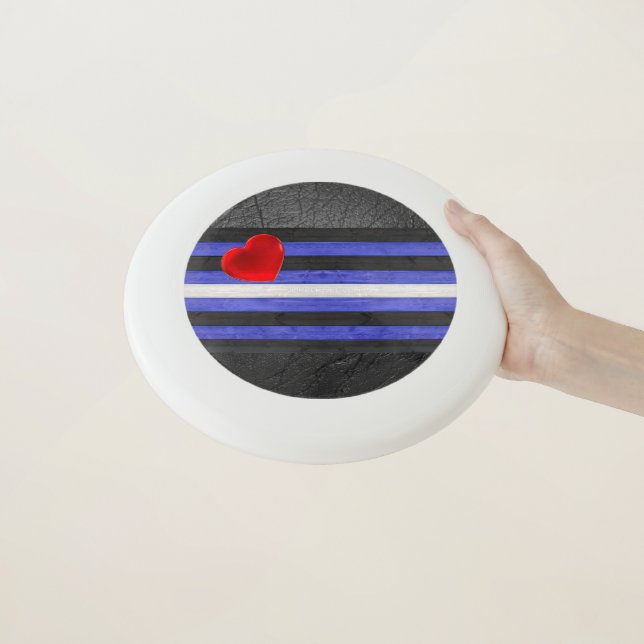 SlipperyJoe's leather pride flag black royal blue  Wham-O Frisbee (In Hand)