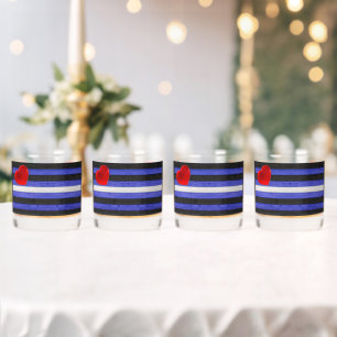 SlipperyJoe's leather pride flag black royal blue Whiskey Glass