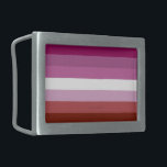 SlipperyJoe's lesbian pride flag feminine communit Belt Buckle<br><div class="desc">SlipperyJoe's lesbian pride flag feminine communities identities Lipstick magenta white pink red shades women artistic symmetry balance gay gifts LGBTQIA seven horizontal stripes varying colors</div>