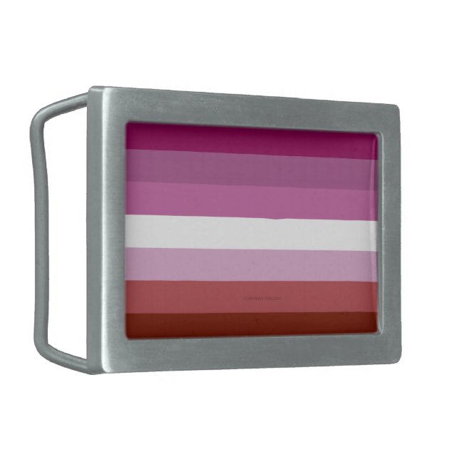 SlipperyJoe's lesbian pride flag feminine communit Belt Buckle (Front Left)