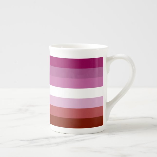 SlipperyJoe's lesbian pride flag feminine communit Bone China Mug (Right)