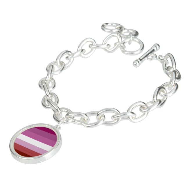 SlipperyJoe's lesbian pride flag feminine communit Bracelet (Side)