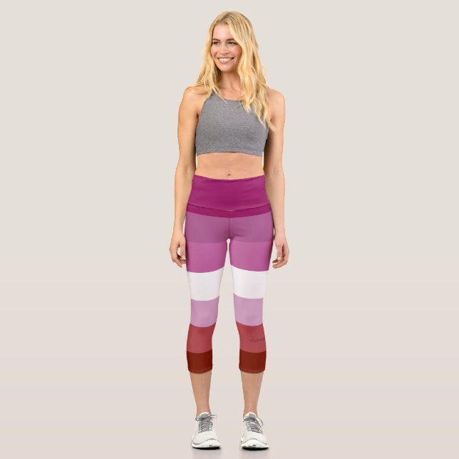 SlipperyJoe's lesbian pride flag feminine communit Capri Leggings (Front)
