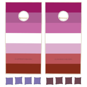 SlipperyJoe's lesbian pride flag feminine communit Cornhole Set