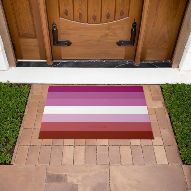 SlipperyJoe's lesbian pride flag feminine communit Doormat (Outdoor)