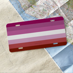 SlipperyJoe's lesbian pride flag feminine communit License Plate