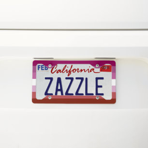 SlipperyJoe's lesbian pride flag feminine communit License Plate Frame