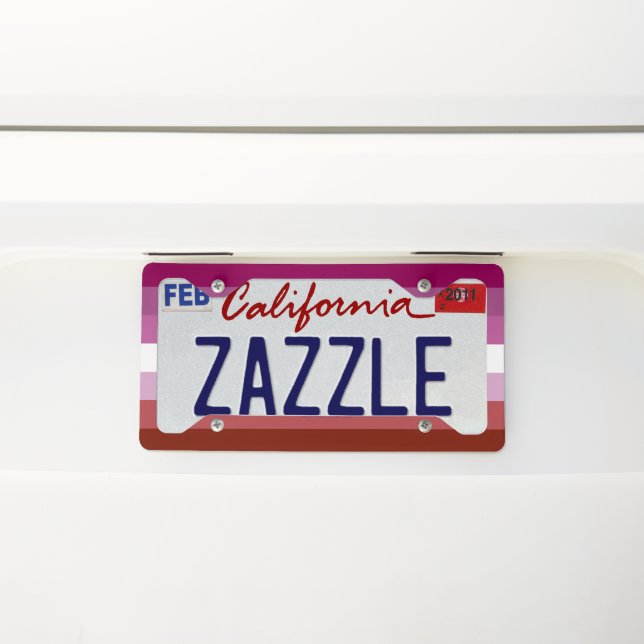 SlipperyJoe's lesbian pride flag feminine communit License Plate Frame (On Car)