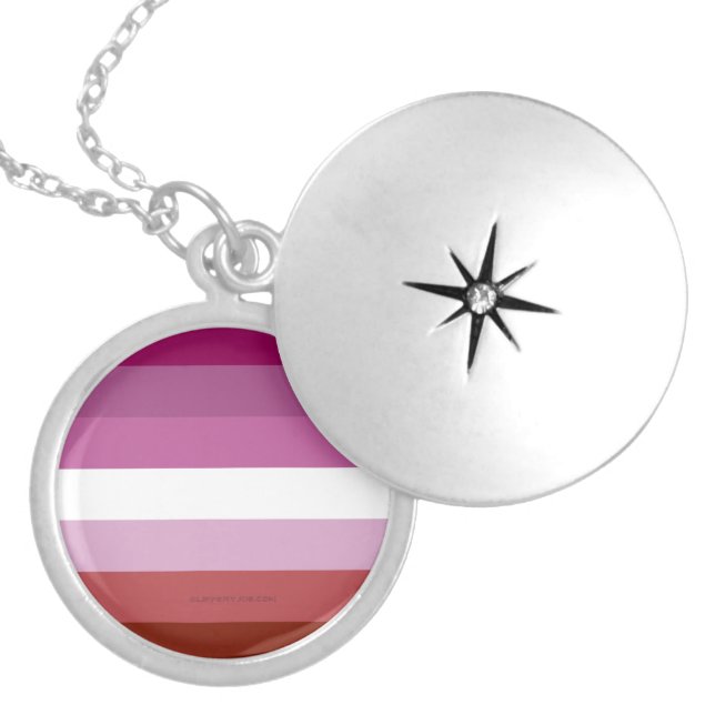 SlipperyJoe's lesbian pride flag feminine communit Locket Necklace (Front)