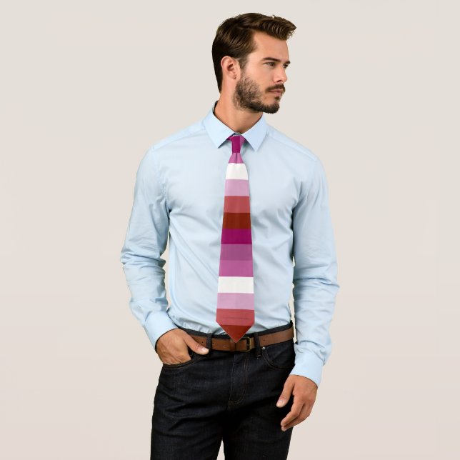 SlipperyJoe's lesbian pride flag feminine communit Neck Tie (In Situ)