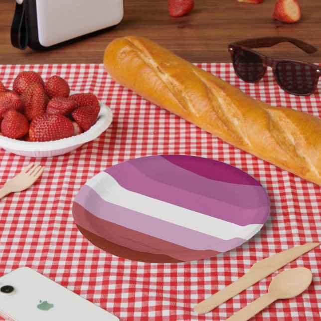 SlipperyJoe's lesbian pride flag feminine communit Paper Plates (Picnic)