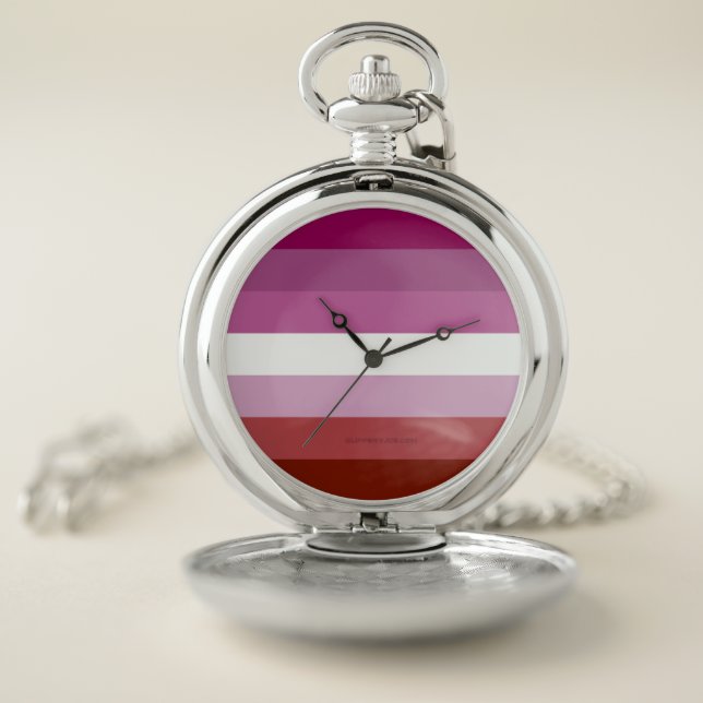 SlipperyJoe's lesbian pride flag feminine communit Pocket Watch (Inside)
