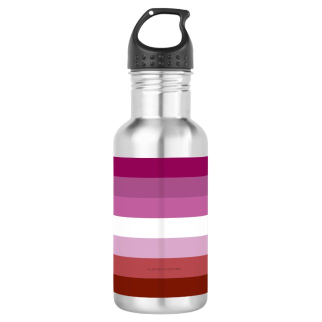SlipperyJoe's lesbian pride flag feminine communit Stainless Steel Water Bottle (Front)