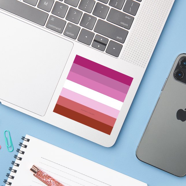 SlipperyJoe's lesbian pride flag feminine communit Sticker (Laptop w/ iPhone)
