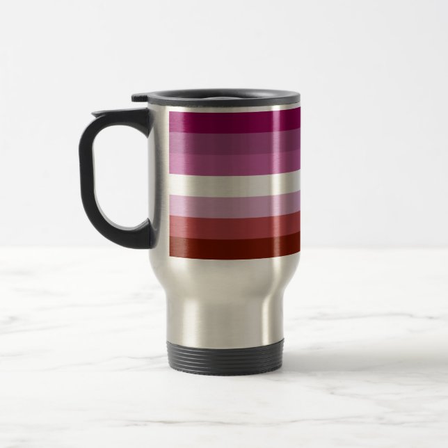 SlipperyJoe's lesbian pride flag feminine communit Travel Mug (Left)