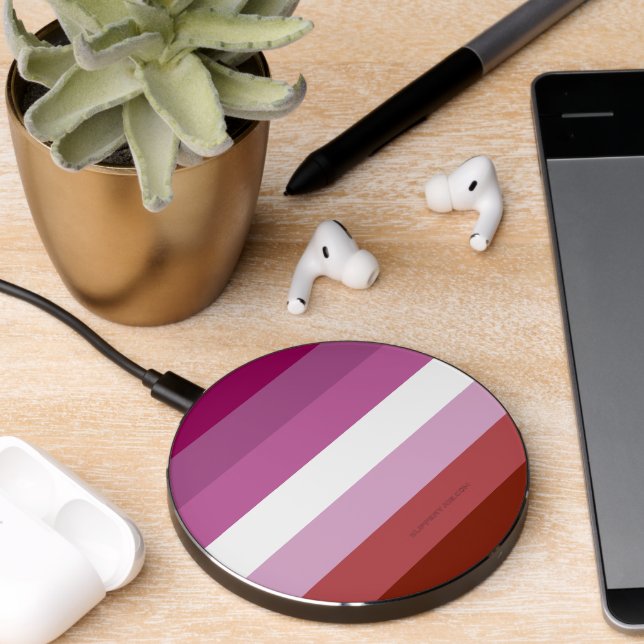 SlipperyJoe's lesbian pride flag feminine communit Wireless Charger (Desk 2)