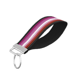 SlipperyJoe's lesbian pride flag feminine communit Wrist Keychain
