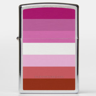 SlipperyJoe's lesbian pride flag feminine communit Zippo Lighter
