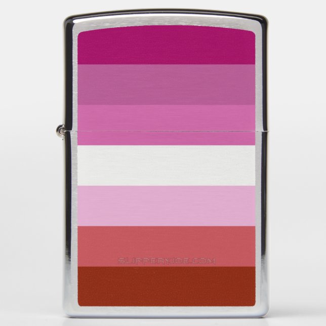 SlipperyJoe's lesbian pride flag feminine communit Zippo Lighter (Front)