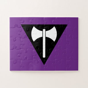 SlipperyJoe's Lesbian Pride flag labrys symbol tri Jigsaw Puzzle