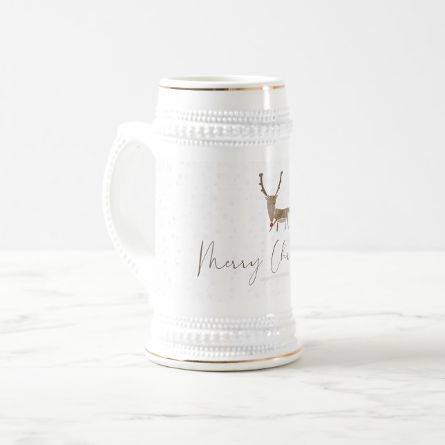 SlipperyJoe's line art silhouette reindeer minimal Beer Stein (Front Left)