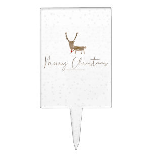 SlipperyJoe's line art silhouette reindeer minimal Cake Topper
