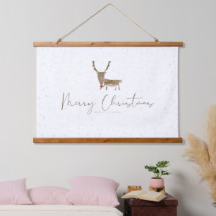 SlipperyJoe's line art silhouette reindeer minimal Hanging Tapestry