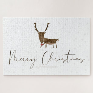 SlipperyJoe's line art silhouette reindeer minimal Jigsaw Puzzle