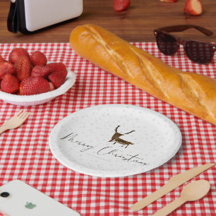 SlipperyJoe's line art silhouette reindeer minimal Paper Plates