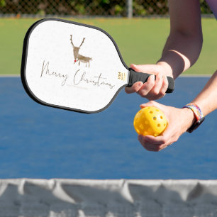 SlipperyJoe's line art silhouette reindeer minimal Pickleball Paddle