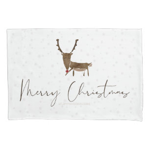 SlipperyJoe's line art silhouette reindeer minimal Pillow Case