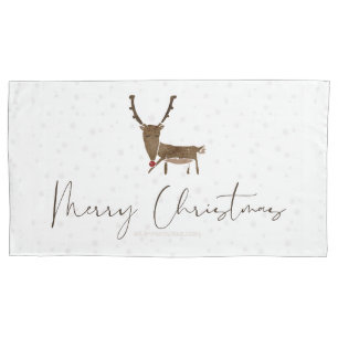 SlipperyJoe's line art silhouette reindeer minimal Pillow Case