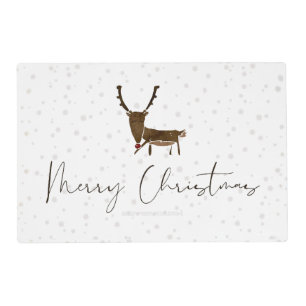 SlipperyJoe's line art silhouette reindeer minimal Placemat