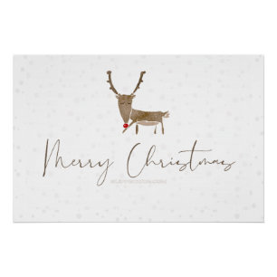 SlipperyJoe's line art silhouette reindeer minimal Poster
