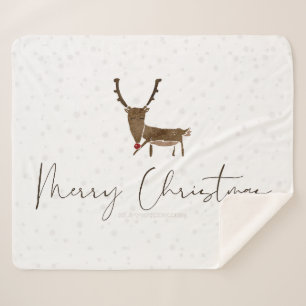 SlipperyJoe's line art silhouette reindeer minimal Sherpa Blanket