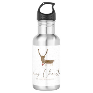 SlipperyJoe's line art silhouette reindeer minimal Stainless Steel Water Bottle