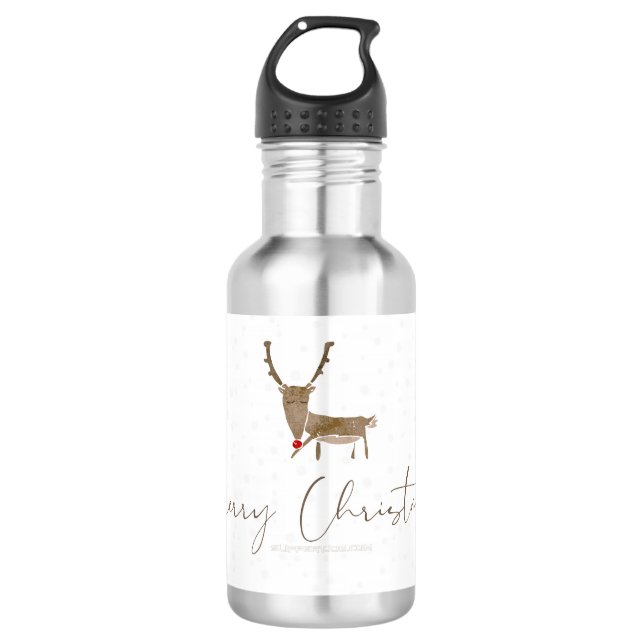 SlipperyJoe's line art silhouette reindeer minimal Stainless Steel Water Bottle (Front)