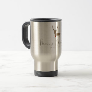 SlipperyJoe's line art silhouette reindeer minimal Travel Mug