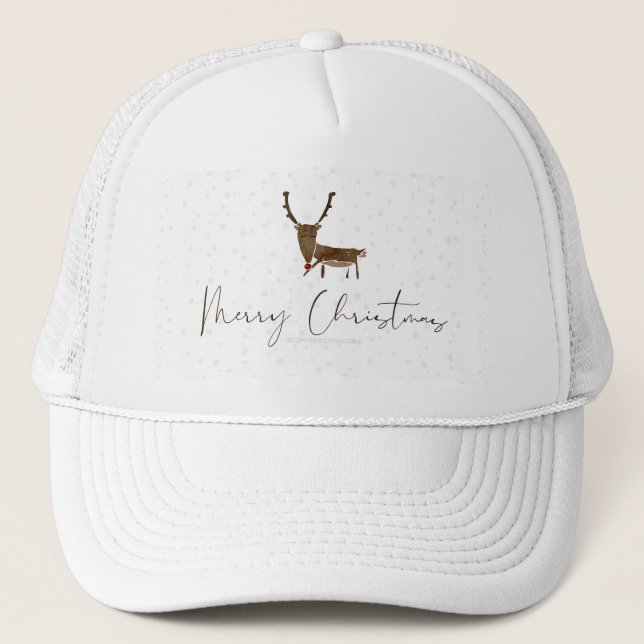 SlipperyJoe's line art silhouette reindeer minimal Trucker Hat (Front)