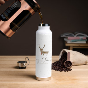 SlipperyJoe's line art silhouette reindeer minimal Water Bottle