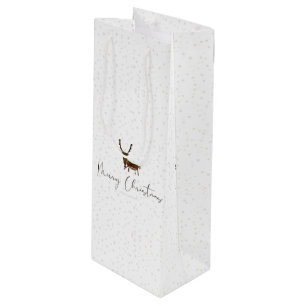 SlipperyJoe's line art silhouette reindeer minimal Wine Gift Bag