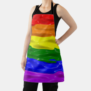 SlipperyJoe's liquid gloss pride flag red orange y Apron