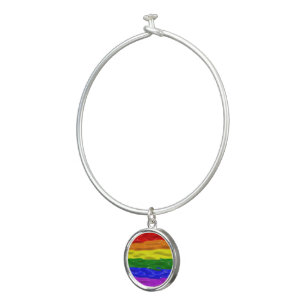 SlipperyJoe's liquid gloss pride flag red orange y Bangle Bracelet